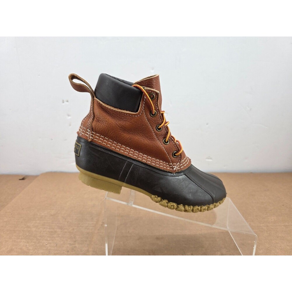 LL Bean Womens Size 6 M Duck Boots 6 Eye 8" Tan Brown Unlined Made In USA